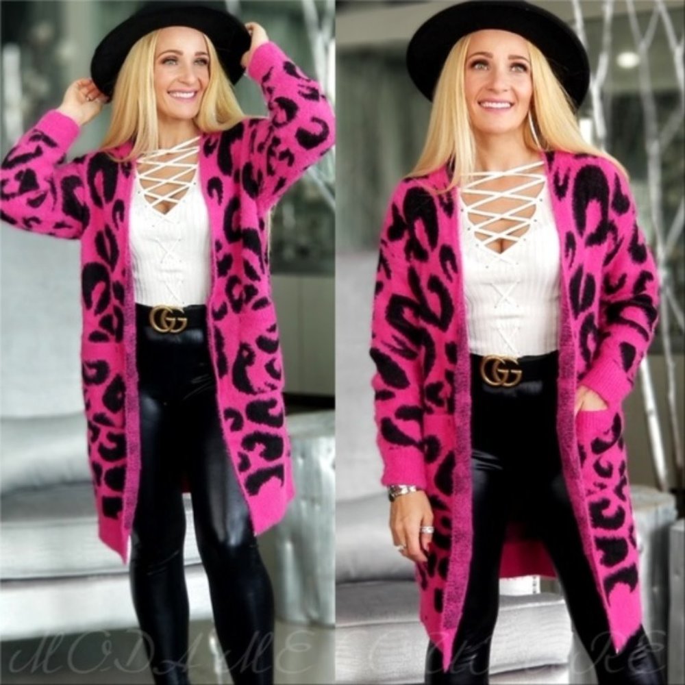 🔥 BACK IN - BRAXTEN Leopard Cardigan Long Sleeve - Picture 3 of 5